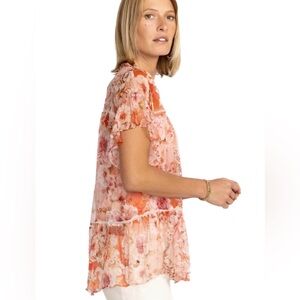 NWOT Johnny Was 2 Piece Yours Truly Sheer Silk Blouse And Matching Camisole XXS